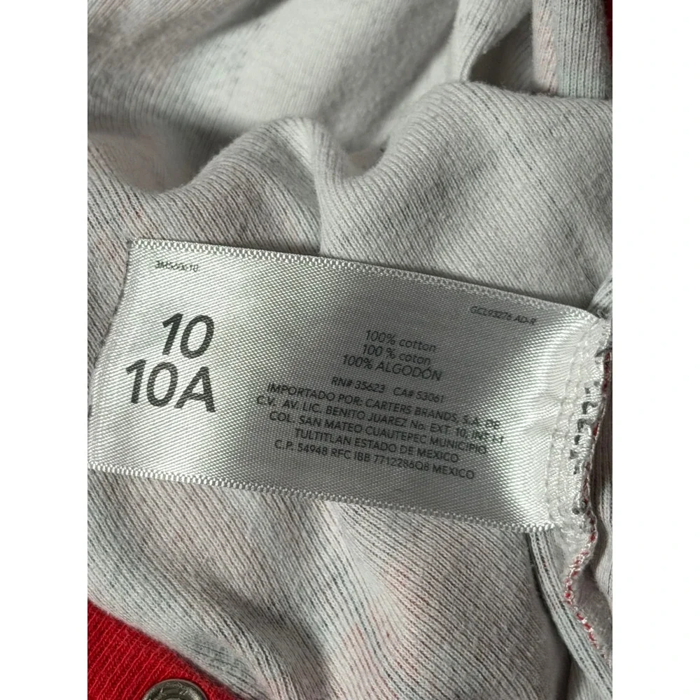 Carters Kids Red Green Plaid Cotton Zip Front Pajama Union Suit Size 10 Holiday